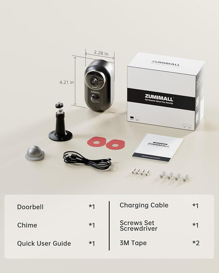 ZUMIMALL Security Cameras Wireless Outdoor,2K Cameras for Home Security, Outdoor/Indoor Camera Battery Powered, 2.4G WiFi, Magnetic Mount,3MP Color Night Vision/Siren/PIR/AI/Cloud/Alexa ZUMIMALL