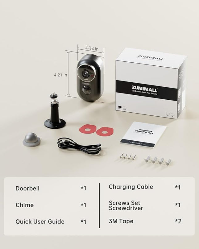 ZUMIMALL Security Cameras Wireless Outdoor,2K Cameras for Home Security, Outdoor/Indoor Camera Battery Powered, 2.4G WiFi, Magnetic Mount,3MP Color Night Vision/Siren/PIR/AI/Cloud/Alexa ZUMIMALL