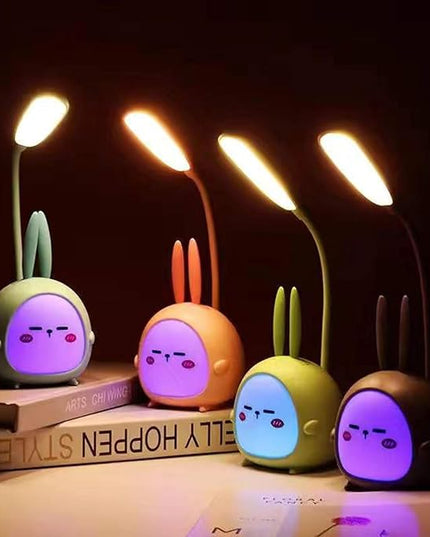 Cute Bunny Desk Lamp, Portable LED Desk Lamps with Night Light,Rabbit Foldable USB Rechargeable Reading Light for Children Boys Girls Study (Blue) - LeafyLoom