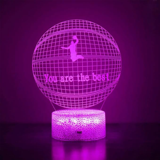 Goodking Basketball 3D Night Lights with Remote & Smart Touch, 7 Colors + 16 Colors Changing Bedside Lamp Birthday Christmas Gift for Sport Fan Boys Girls - LeafyLoom