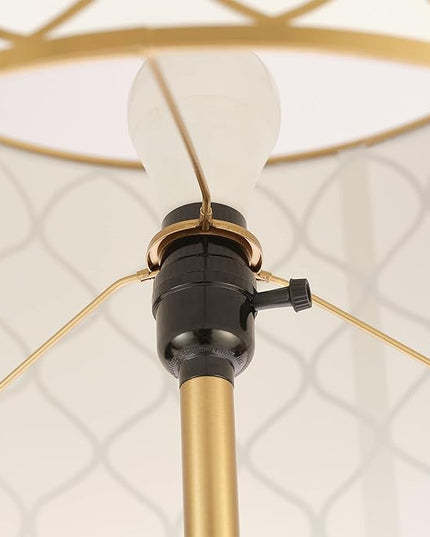 Globe Electric Novogratz x 65787 Kinsley 65" Floor Lamp, Matte Brass, Metal Mesh Over Cotton Shade - LeafyLoom