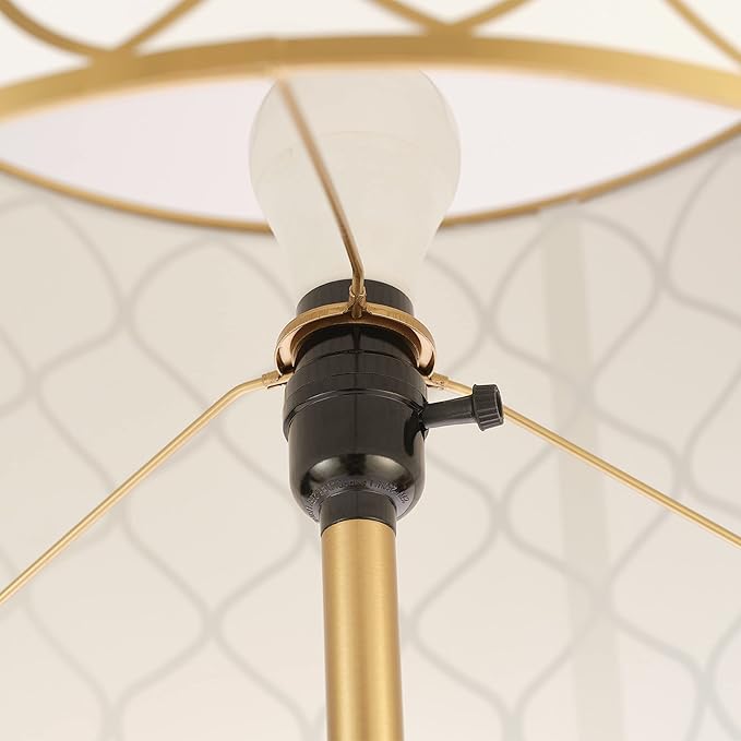 Globe Electric Novogratz x 65787 Kinsley 65" Floor Lamp, Matte Brass, Metal Mesh Over Cotton Shade - LeafyLoom