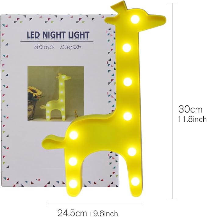 GUOCHENG Cute Giraffe Shaped LED Night Light Warm White Table Night Lamps Bedroom Nursery Home Bedside Indoor Decorations Giraffe Gifts for Kids Children Girls - LeafyLoom