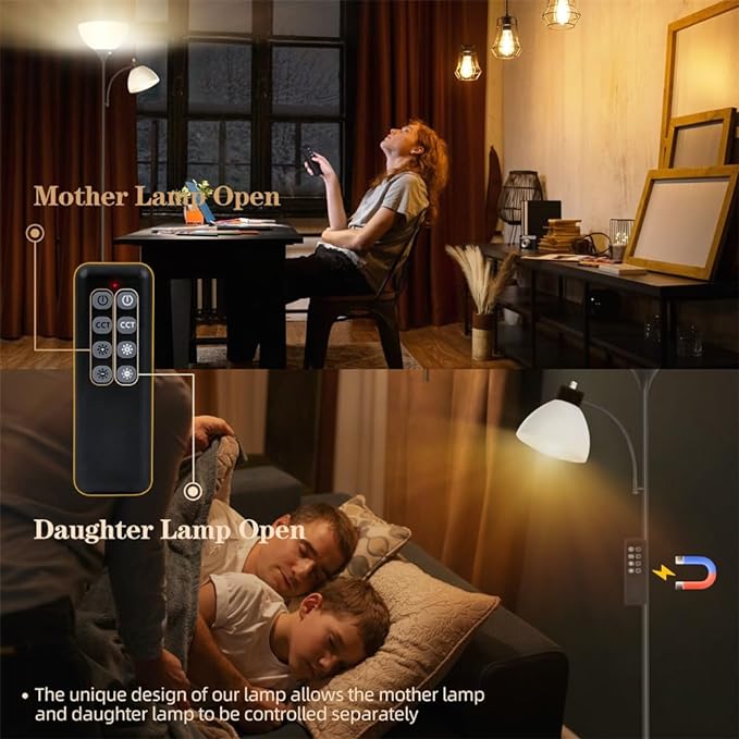 Led Floor Lamp, Super Bright 11W+7W 2100LM Torchiere Floor Lamps for Living Room, Stepless Adjustable 3000K-6000K Temperatures with Remote Control for Bedroom - LeafyLoom