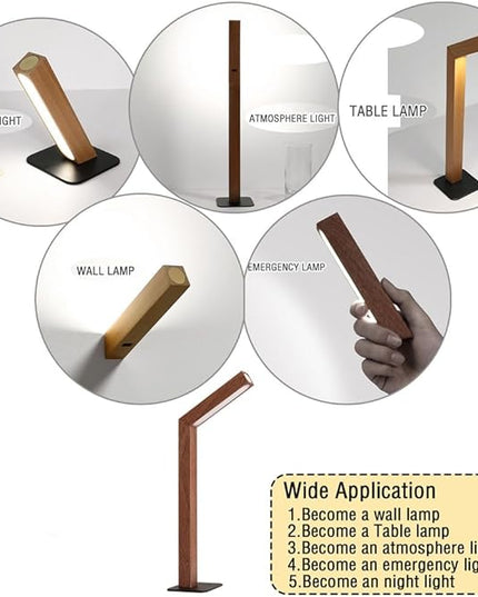 LANDGOO LED Desk Lamp for Home Office,Desk Light Touch Control Foldable Dimmable Lamp Wall Lamp Wooden Night Light (Sapele Wood) - LeafyLoom