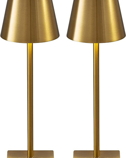 KDG 2 Pack Cordless Table Lamp,Portable LED Desk Lamp, 5000mAh Battery Operated, 3 Color Stepless Dimming Up, for Restaurant/Bedroom/Bars/Outdoor Party/Camping/Coffee Shop Night Light(Gold) - LeafyLoom