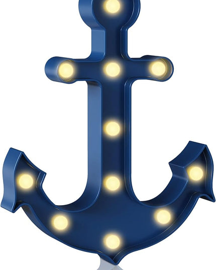 Blue Anchor Decor, Beach Themed Kids Room Decor, Battery Powered Night Light for Kids, Coastal Wall Decor, Ocean Decor, Coastal Decor, Dautical Decor - LeafyLoom