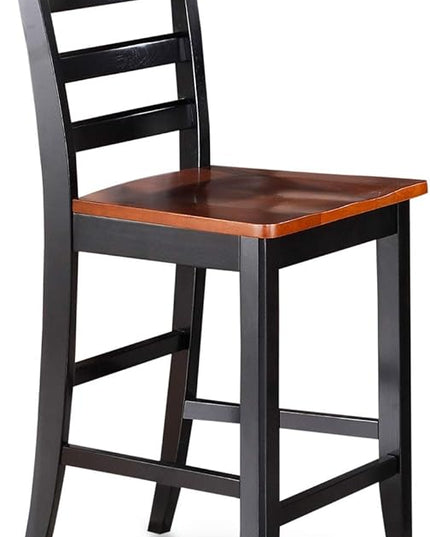 East West Furniture PBFA3-BLK-W 3 Piece Counter Height Dining Set for Small Spaces Contains a Square Dining Room Table and 2 Wooden Seat Chairs, 36x36 Inch, Black & Cherry - LeafyLoom