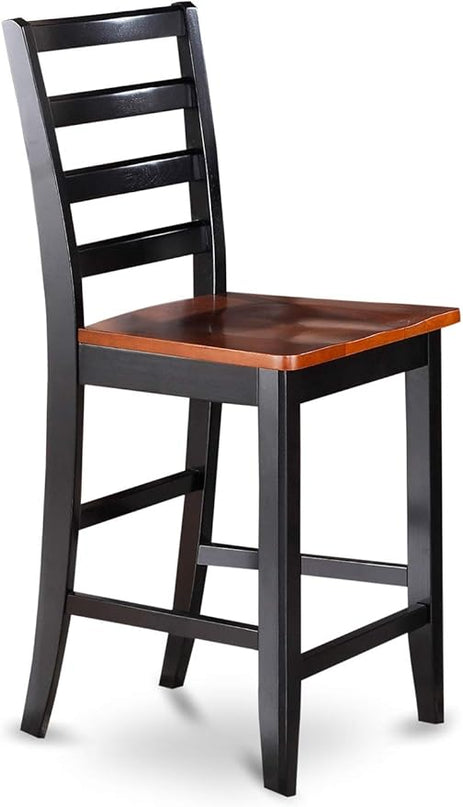 East West Furniture PBFA3-BLK-W 3 Piece Counter Height Dining Set for Small Spaces Contains a Square Dining Room Table and 2 Wooden Seat Chairs, 36x36 Inch, Black & Cherry - LeafyLoom