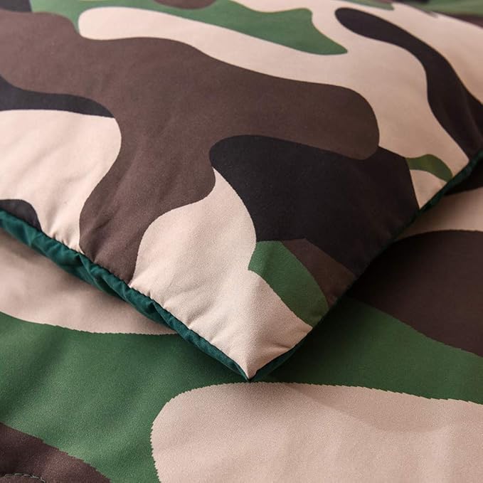 Meeting Story Army Green Camouflage Bedding Set, Camouflage Comforter Set, 3 PCS One Comforter and Two Pillowcases, All Season Soft Bedspread for Kids Teens Adults (Green, Queen) - LeafyLoom
