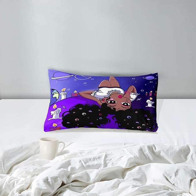 African American Comforter Sets for Girls, Black Girls Comforter Set Twin, Girls Bedroom Decor, Purple Black Girls Bedding Set Kids Comforter Sets with 1 Comforter +1 Pillowcase - LeafyLoom