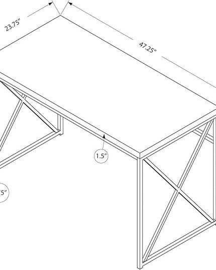 Monarch Specialties Modern Industrial Style-Home & Office Writing Table with Sturdy Crisscross Metal Computer Desk, 48" L, Black/Chrome Frame - LeafyLoom