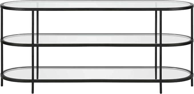 Henn&Hart Oval TV Stand for TV's up to 60" in Blackened Bronze, TV Stands for the Living Room - LeafyLoom