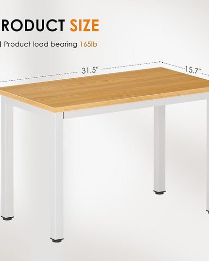 DlandHome 31.5 inches Small Computer Desk for Home Office Activity Table Writing Table for Small Spaces Study Table Student Laptop Desk Teak and White DND-AC3TW-8040 - LeafyLoom