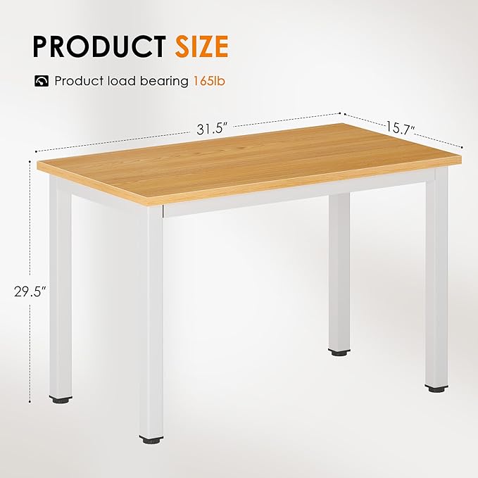 DlandHome 31.5 inches Small Computer Desk for Home Office Activity Table Writing Table for Small Spaces Study Table Student Laptop Desk Teak and White DND-AC3TW-8040 - LeafyLoom