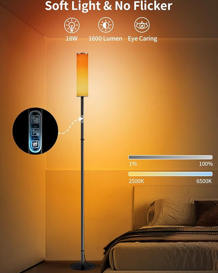 chiphy RGB Floor Lamp, 75'' Color Changing Floor Lamp, LED Cylinder Floor Lamp Alexa Lamp APP Control, Music Sync DIY Mode, 18W 1600 Lumen Modern Lamp for Living Room Bedroom Gaming Room Party - LeafyLoom