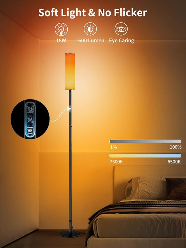 chiphy RGB Floor Lamp, 75'' Color Changing Floor Lamp, LED Cylinder Floor Lamp Alexa Lamp APP Control, Music Sync DIY Mode, 18W 1600 Lumen Modern Lamp for Living Room Bedroom Gaming Room Party - LeafyLoom