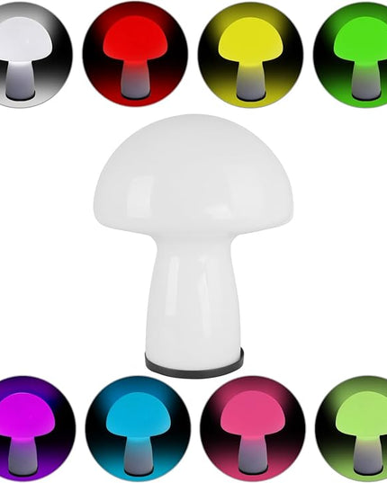 Milk White Mushroom lamp, Murano style retro design,Glass desk lamp with RGB 16 Color gradient dimmable LED bulbs, bedroom bedside bedside lamp, perfect home decoration.(LED Bulb Included) - LeafyLoom