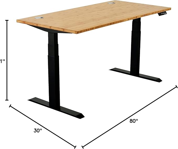 VWINDESK 80 x 30 x 1 Inch 100% Solid Bamboo Desk Table Top Only,for Standing Desk Home Office Desk with 80mm grommets(Right Angle) - LeafyLoom
