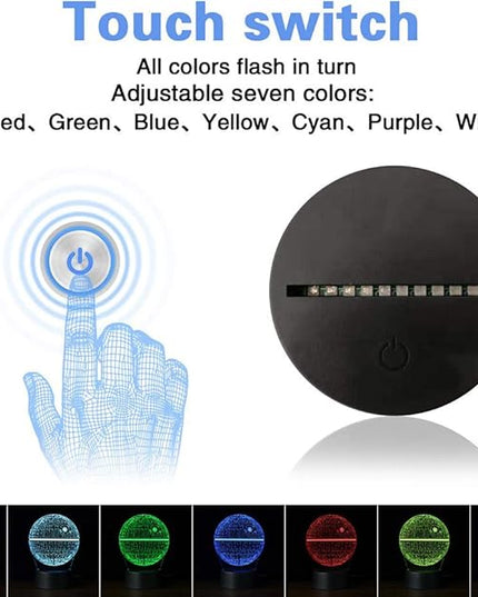 3D Illusion LED Night Light,16 Colors Gradual Changing Touch Switch USB Table Lamp for Holiday Gifts or Home Decorations（3Pattern） - LeafyLoom
