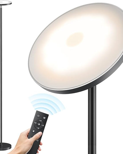 SUNMORY Floor Lamps for Living Room, 32W/3000LM Super Bright LED Floor Lamp with Remote Control, 69" Tall Standing Lamp with Stepless Dimmable, Modern Torchiere Corner Lamp for Bedroom, Office - LeafyLoom
