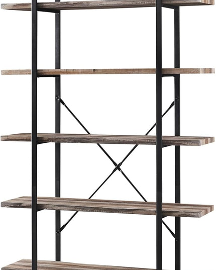 HOMISSUE Bookshelf,5-Tier Bookshelf Industrial Bookcase and Bookshelves,Rustic Storage Rack with Open Shelves for Living Room Bedroom and Kitchen,Retro Brown - LeafyLoom