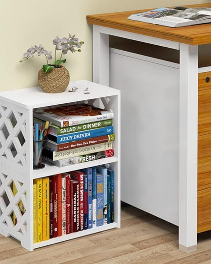 Small Bookshelf, 3-Tier White Bookcase for Kids & Adults | 2-Shelf Open Storage Organizer for Bedroom, Living Room & Office | Ideal Small Bookshelf & Bookcase for Small Space - LeafyLoom