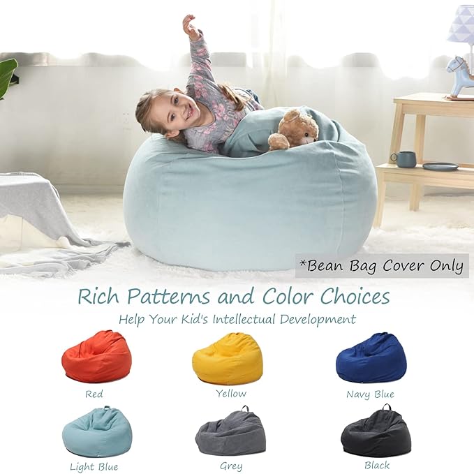 YuppieLife Stuffed Animals Bean Bag Chair Cover Candy-Colored Bean Bag（Just Cover, No filling）/Extra Large Stuff 'n Sit Organization/Toy Storage Bag/Kids Toys Organizer（38'',Mint Green） - LeafyLoom