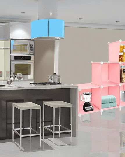 Gold Armour Cube Storage 6-Cube Bookshelf Closet Organizer Storage Shelves Shelf Cubes Organizer Plastic Square Book Shelf Bookcase DIY Closet Cabinet Organizer Shelving for Home Office Bedroom (Pink) - LeafyLoom