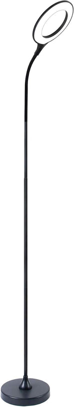 Bright Floor Lamp for Office, Reading and Bedrooms. LED Floor Lamp for Lash Light for EyeLash Extensions, Makeup & Nail Spa. Gooseneck Standing Lamp (Black) - LeafyLoom