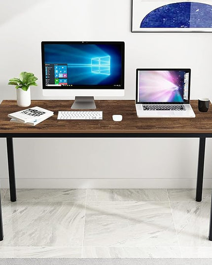 SogesGame Computer Desk, 55.1 inches Office Desk Computer Table Study Writing Desk Workstation for Home Office Dining Table Retro - LeafyLoom