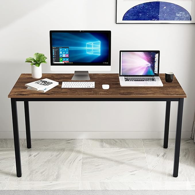 SogesGame Computer Desk, 55.1 inches Office Desk Computer Table Study Writing Desk Workstation for Home Office Dining Table Retro - LeafyLoom