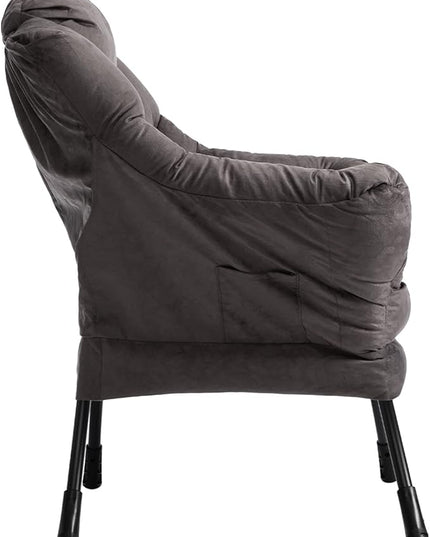 HollyHOME Modern Fabric Large Lazy Chair, Accent Oversized Comfy Reading Chair, Thick Padded Cozy Lounge Chair with Armrest, Steel Frame Leisure Sofa Chair for Living Room, Bedroom, Dorm, Coffee Grey - LeafyLoom