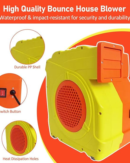 Inflatable Bounce House Blower,1400W-1600W,1.7 HP & 2 HP Dual Speed Inflatable Blower,Powerful Bounce House Air Blower Fan for Large Inflatable Bounce House, Bouncy Castle and Slides - LeafyLoom