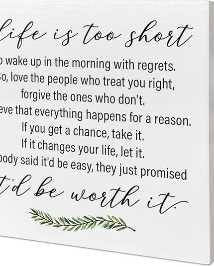 Home Office Desk Wooden Box Sign Decor, Believe that Everything Happens for A Reason, Inspirational Quotes Desk Decor Motivational Desk Decorations for Women Men Student Office Classroom School - LeafyLoom