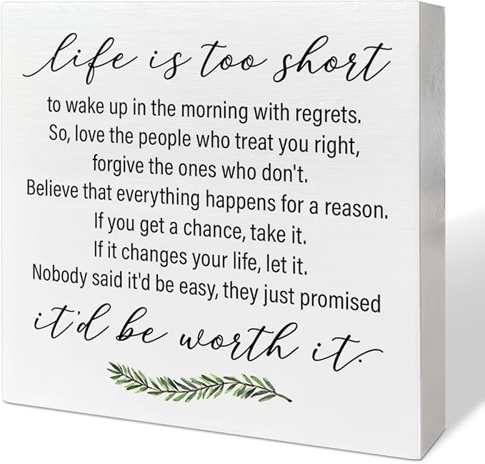 Home Office Desk Wooden Box Sign Decor, Believe that Everything Happens for A Reason, Inspirational Quotes Desk Decor Motivational Desk Decorations for Women Men Student Office Classroom School - LeafyLoom