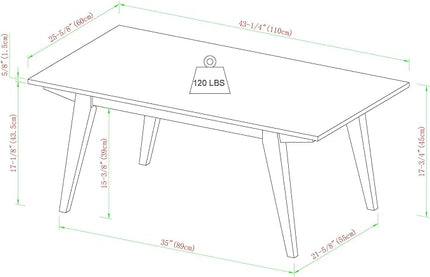 Walker Edison Sibu Japandi Minimalist Coffee Table, 43 Inch, Black - LeafyLoom