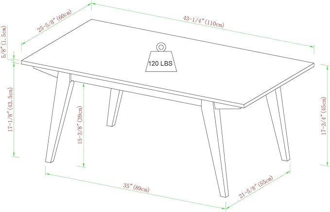 Walker Edison Sibu Japandi Minimalist Coffee Table, 43 Inch, Black - LeafyLoom