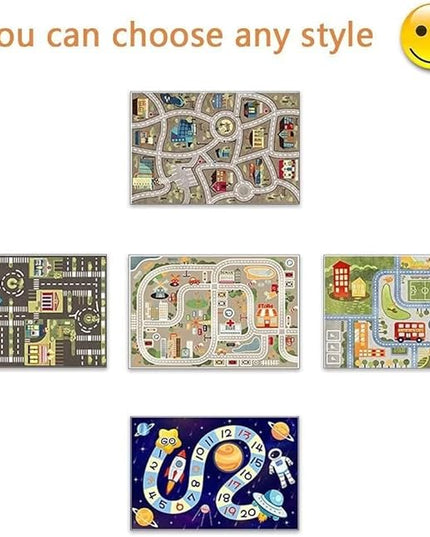 Kid Rug Carpet Playmat for Toy Cars and Train，Play Area Rug with Rubber Backing，Fun Throw Rug，Ideal Gift for Children Baby Bedroom Play Room(100×180cm/39×71in) - LeafyLoom