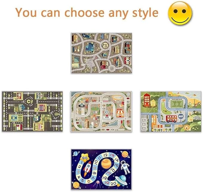 Kid Rug Carpet Playmat for Toy Cars and Train，Play Area Rug with Rubber Backing，Fun Throw Rug，Ideal Gift for Children Baby Bedroom Play Room(100×180cm/39×71in) - LeafyLoom