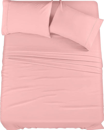 Utopia Bedding Full Bed Sheets Set - 4 Piece Bedding - Brushed Microfiber - Shrinkage and Fade Resistant - Easy Care (Full, Pink) - LeafyLoom