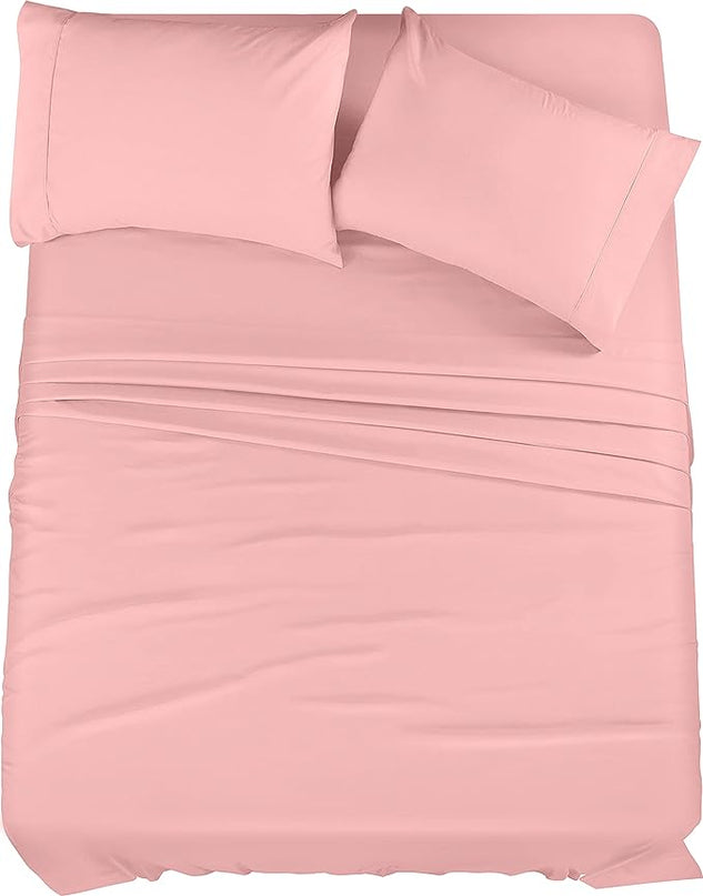 Utopia Bedding Full Bed Sheets Set - 4 Piece Bedding - Brushed Microfiber - Shrinkage and Fade Resistant - Easy Care (Full, Pink) - LeafyLoom