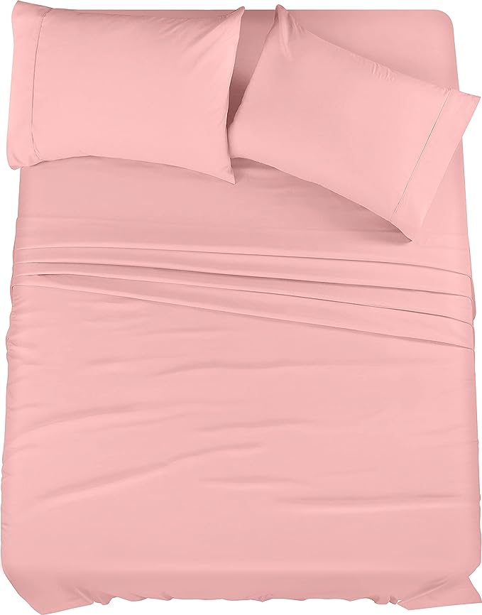 Utopia Bedding Queen Bed Sheets Set - 4 Piece Bedding - Brushed Microfiber - Shrinkage and Fade Resistant - Easy Care (Queen, Pink) - LeafyLoom