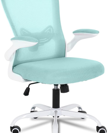 Office Chair Mesh Desk Chair with Flip Up Armrests Computer Chair Lumbar Support Ergonomic Chair Adjustable Swivel and Height Gaming Chair for Adults and Teens (NEW-BLUE, Classic) - LeafyLoom