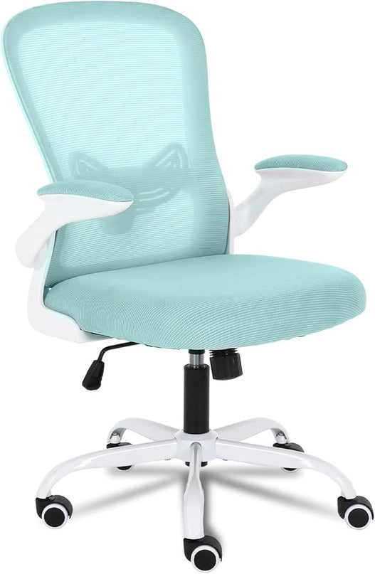 Office Chair Mesh Desk Chair with Flip Up Armrests Computer Chair Lumbar Support Ergonomic Chair Adjustable Swivel and Height Gaming Chair for Adults and Teens (NEW-BLUE, Classic) - LeafyLoom