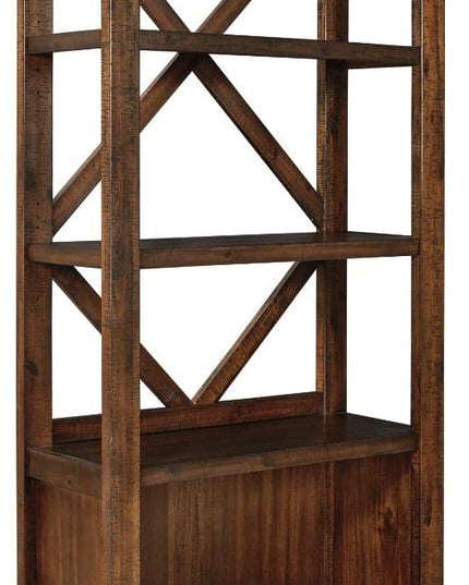 Signature Design by Ashley Baldridge Rustic 78" Bookcase with 4 Shelves, Distressed Brown - LeafyLoom