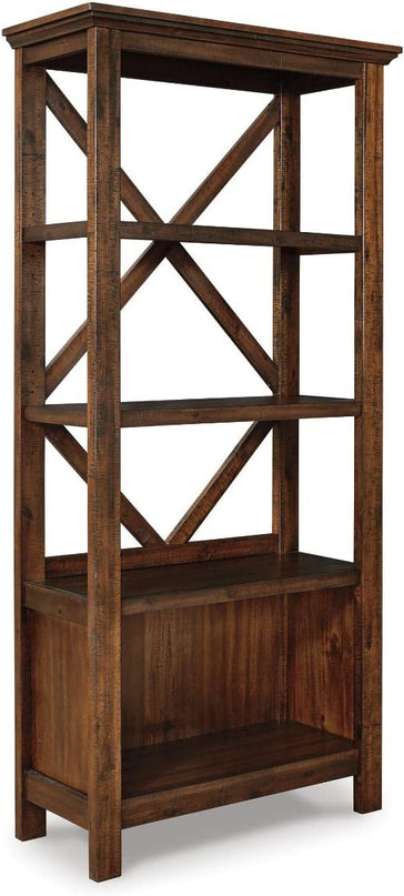 Signature Design by Ashley Baldridge Rustic 78" Bookcase with 4 Shelves, Distressed Brown - LeafyLoom