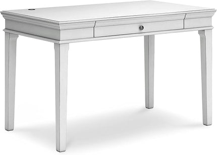 Signature Design by Ashley Kanwyn Classic Home Office Small Leg Desk with 1 Drawer and USB Ports, White - LeafyLoom