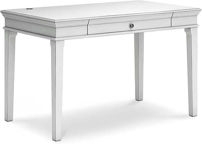 Signature Design by Ashley Kanwyn Classic Home Office Small Leg Desk with 1 Drawer and USB Ports, White - LeafyLoom
