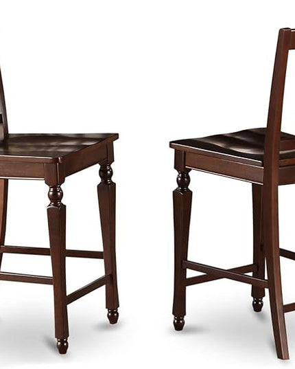 East West Furniture Vernon 5 Piece Counter Height Set Includes a Square Kitchen Table and 4 Dining Room Chairs, 36x36 Inch, Mahogany - LeafyLoom